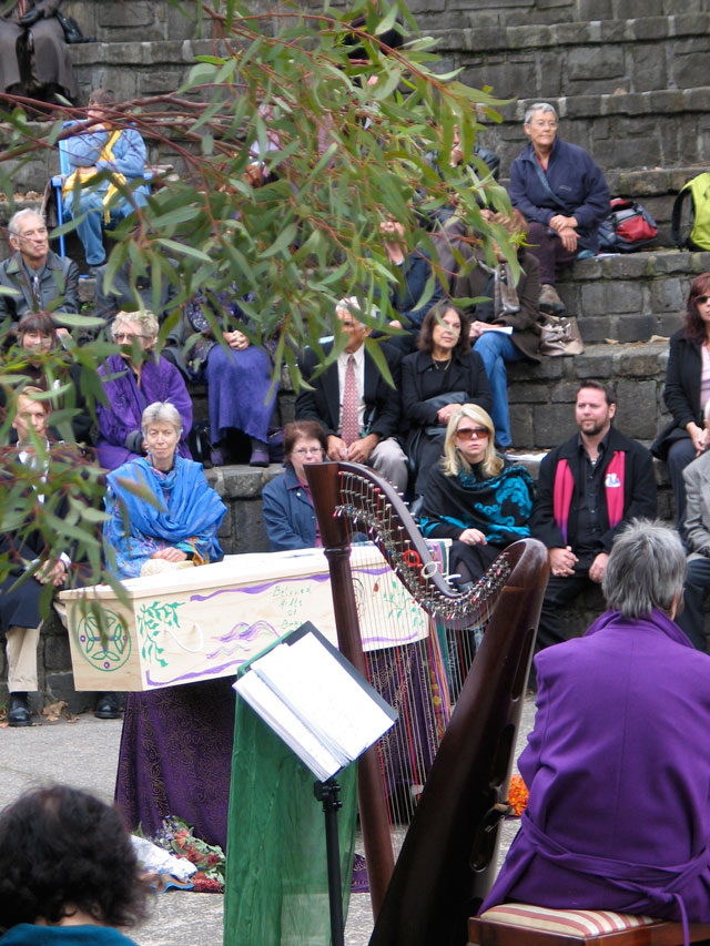 harp, coffin, closeup