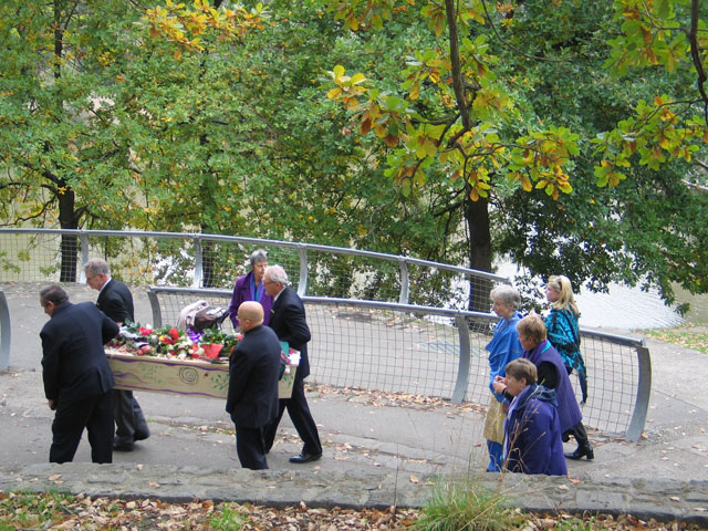 the autumn trees watch Caty pass, Maureen, Jenny