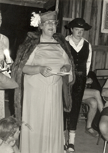 Caty Kyne as Margaret Thatcher at Camp Eureka